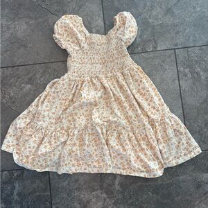 Sweet Honey Floral Cream Little Girls Yellow Springtime Dress